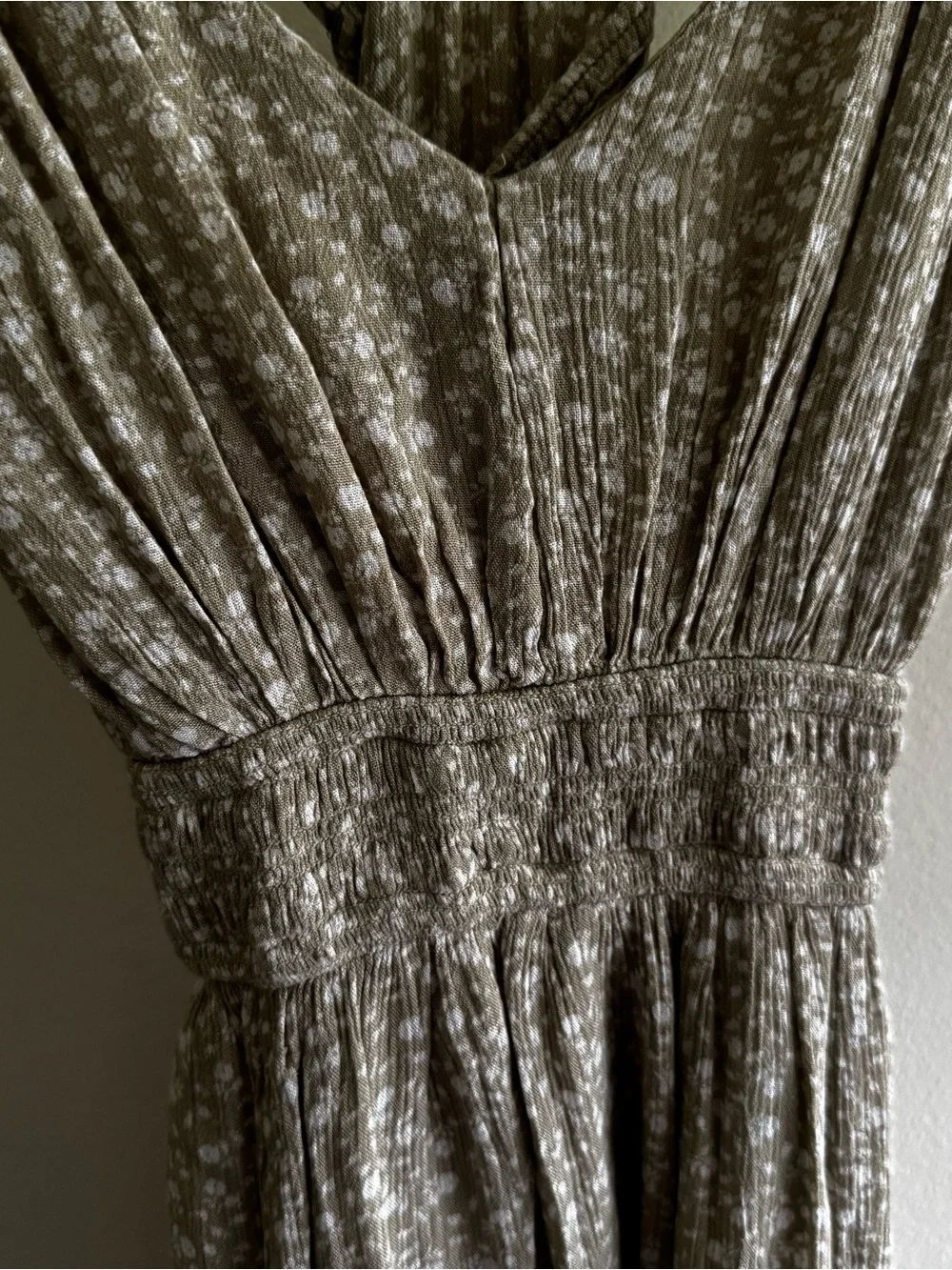 Abercrombie & Fitch Neutral Floral Maxi Dress with Strappy Back